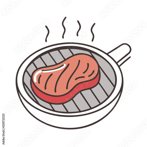 steak sizzling on grill icon, steak sizzling on grill vector illustration-simple illustration of steak sizzling on grill, perfect for steak sizzling on grill logos and icons