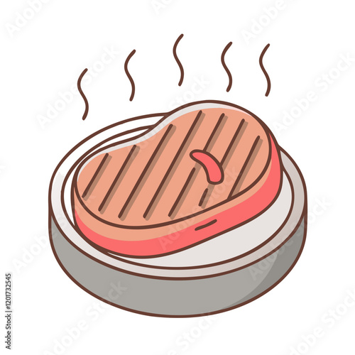 steak sizzling on grill icon, steak sizzling on grill vector illustration-simple illustration of steak sizzling on grill, perfect for steak sizzling on grill logos and icons