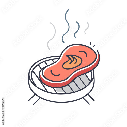 steak sizzling on grill icon, steak sizzling on grill vector illustration-simple illustration of steak sizzling on grill, perfect for steak sizzling on grill logos and icons