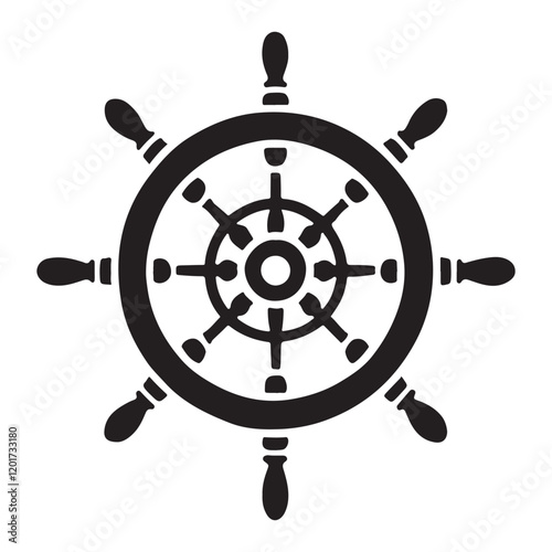 Classic Ship Wheel Silhouette Illustration Vector Graphic Design