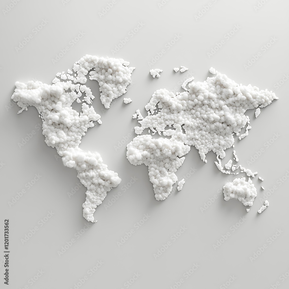 Obraz premium An full global map composed of cotton fibers