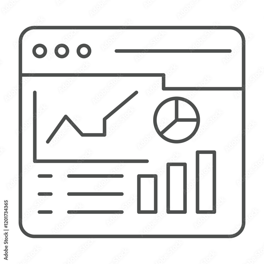 Web Analysis thinline icon , vector, pixel perfect, illustrator file
Web Analysis thinline icon , vector, pixel perfect, illustrator file