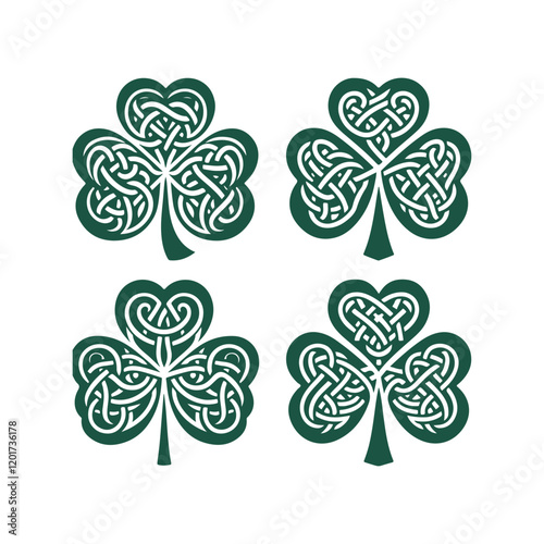  Celtic Knot Shamrock Designs in Green – St. Patrick's Day Art