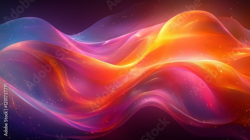 Vibrant abstract wave of colorful light and energy with sparkling particles