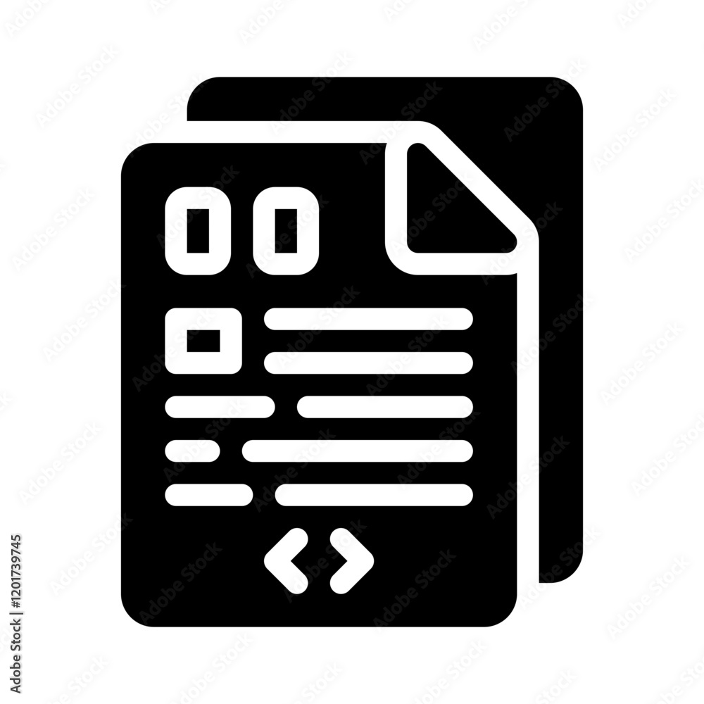 Icon Code File With Style Glyph Icon Code File With Style Glyph