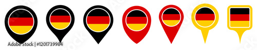 Free Download set vector Location pin germany flag icon. Country location symbol Map markers design template illustration - GFXLoad