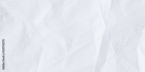 White clean crumpled paper background. Horizontal crumpled empty paper template for posters and banners. Vector illustration