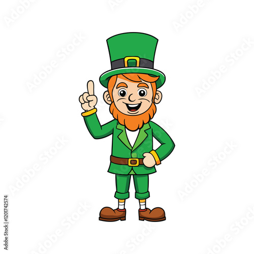 Cheerful Leprechaun Making a Peace Sign - St. Patrick's Day Illustration