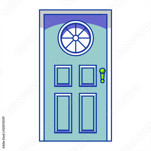 Obraz na plátně vector illustrator minimalist door design knop window blue logo material