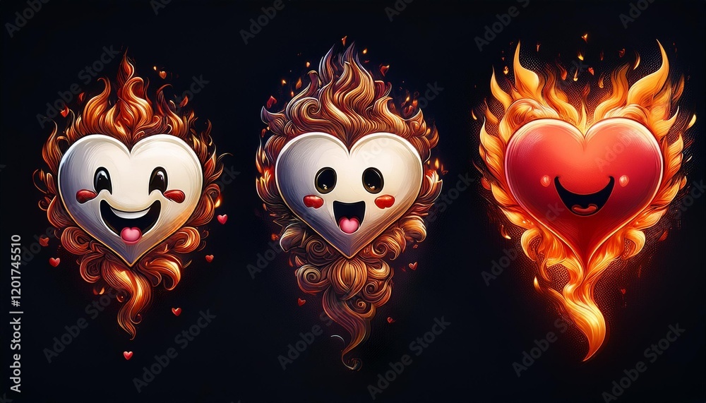 Obraz premium heart with fire flames