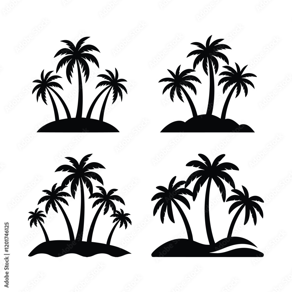 Fototapeta premium tropical Islands beach silhouette illustration