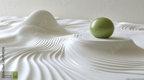 Randomly distributed floating shapes, such as elongated cylinders and spheres, each displaying a unique texture against white