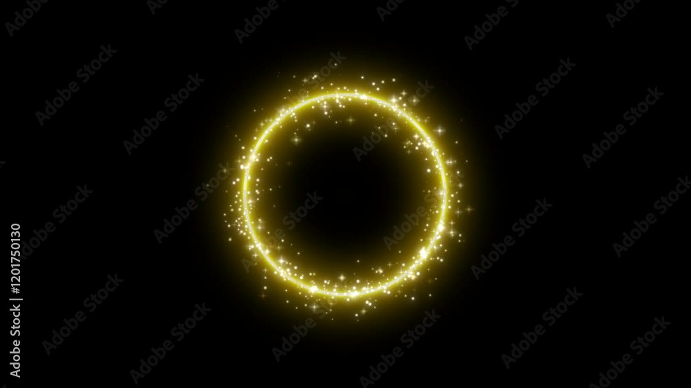 Neon circle with particle light sparkle  endless loop