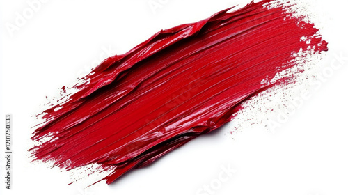 Close-up of a smudge of red paint on a white background