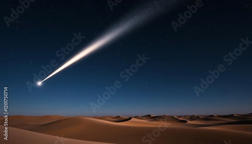 Desert Night Sky Meteor Shower Stunning Starry Landscape Photo photo