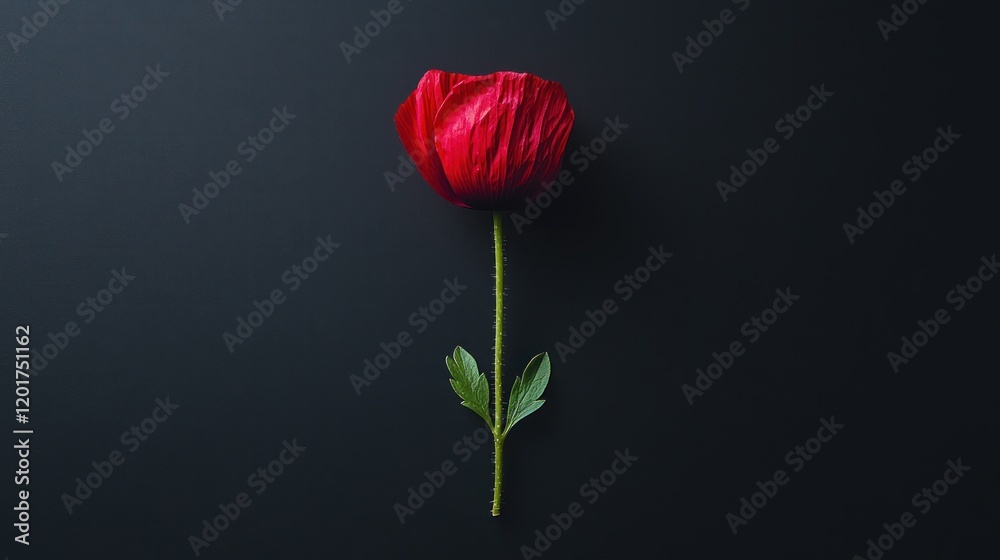 Single Red Rose with Water Droplets on Dark Background Single Red Rose with Water Droplets on Dark Background