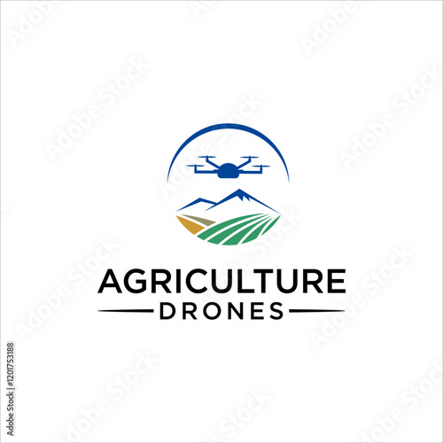 Drones for Agriculture logo. The future of Farming and Agriculture concept. 