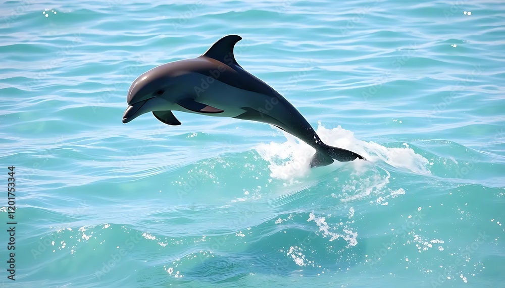 Naklejka premium Dolphin Leaping Ocean Waves Wildlife Nature Photography