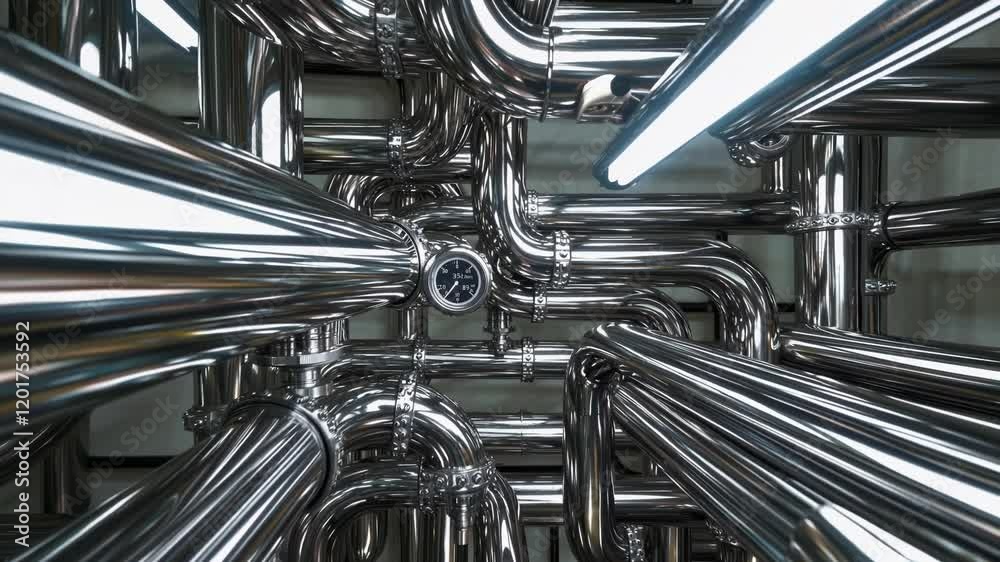 Close-Up View of Metallic Industrial Pipes Close-Up View of Metallic Industrial Pipes