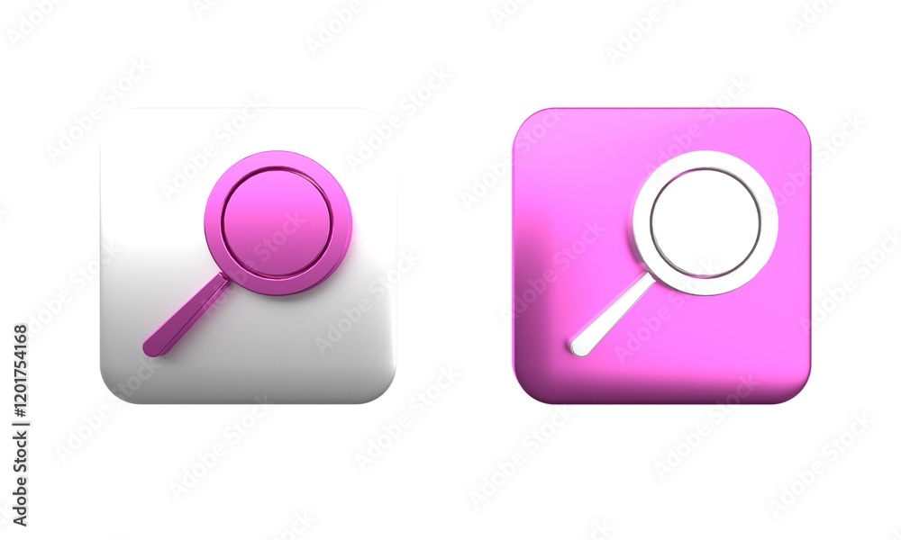 Colorful Frying pan icon isolated on white background. Fry or roast food symbol. Square button. 3D render illustration Colorful Frying pan icon isolated on white background. Fry or roast food symbol. Square button. 3D render illustration
