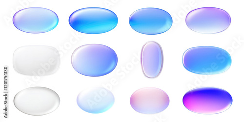 Collection of Glossy Oval and Rectangular Buttons Gradient Colors UI Elements Website Design App
