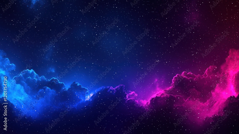 Cosmic Dreamscape: Pink and Blue Nebulae with Scattered Stars Cosmic Dreamscape: Pink and Blue Nebulae with Scattered Stars