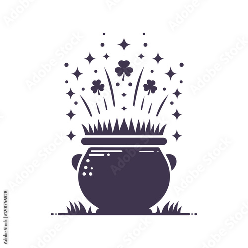 St. Patrick's Day Shamrock Pot of Gold Vector Silhouette Design
