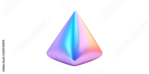 Iridescent Pyramid Shape Holographic Cone Abstract 3D Render Colorful Geometric Prism