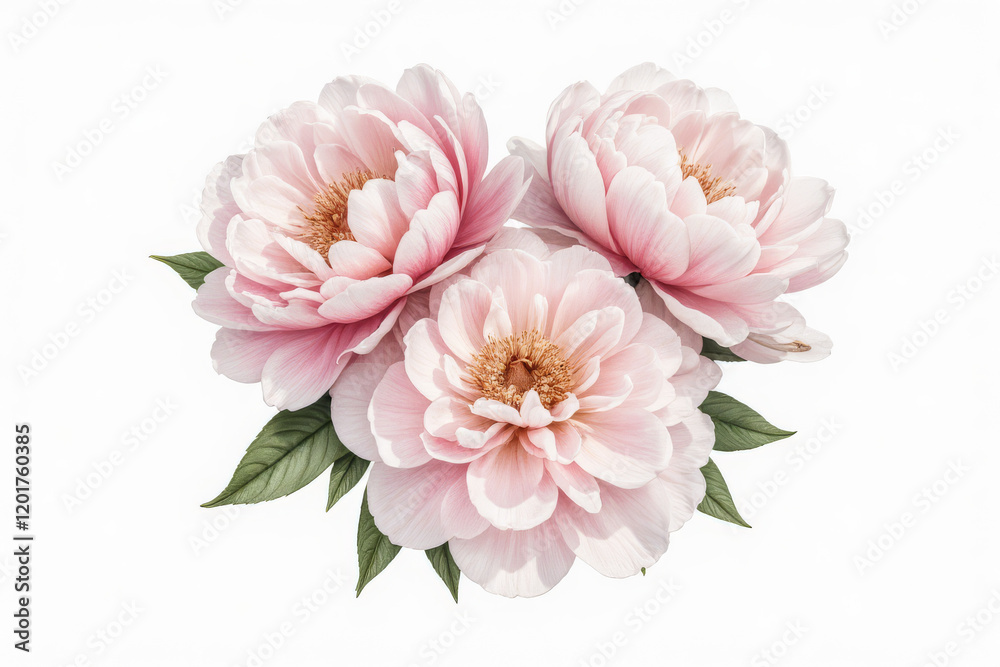Obraz premium Hand drawn watercolor bouquet of peonies, representing soft and lush beauty