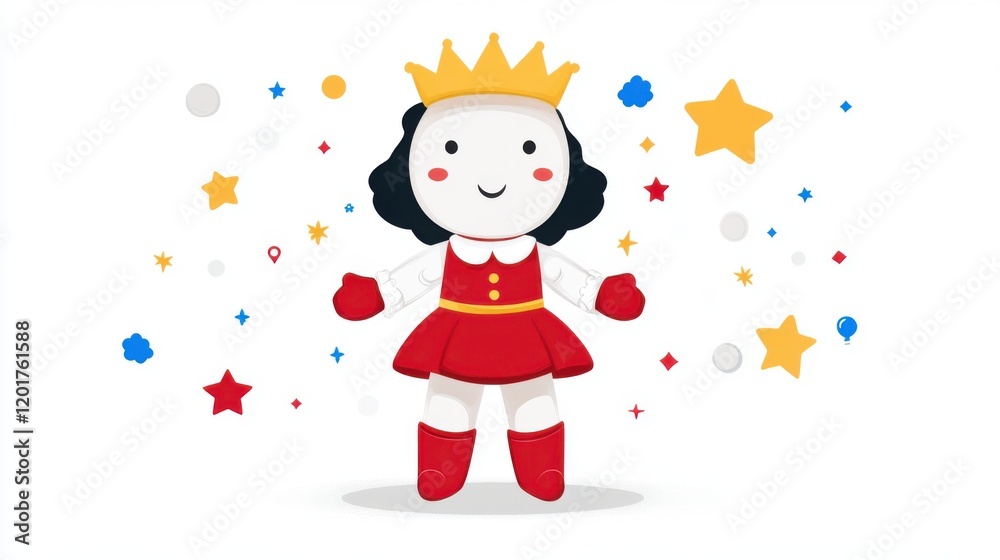 Simplistic and playful vector art featuring squiggles, stars, and colorful blobs, crafted in a flat and bright primary color palette Simplistic and playful vector art featuring squiggles, stars, and colorful blobs, crafted in a flat and bright primary color palette