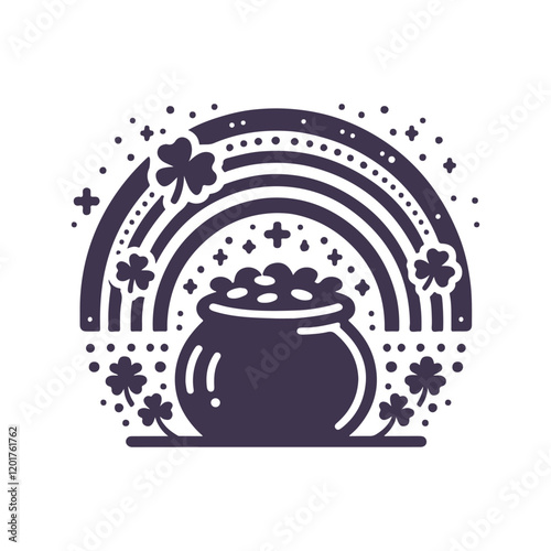 St. Patrick's Day Shamrock Pot of Gold Vector Silhouette Design
