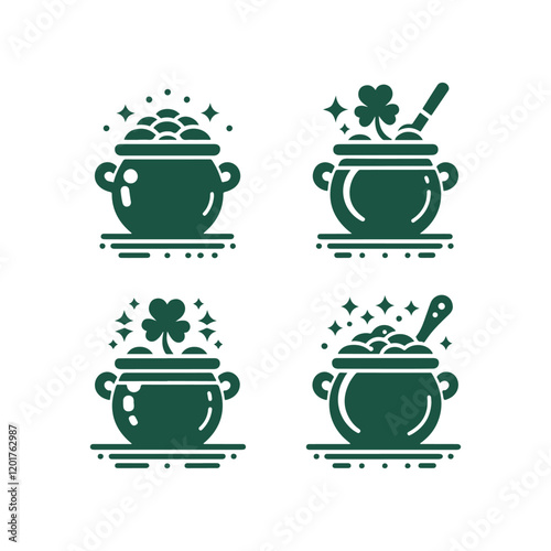 Pot of Gold & Shamrocks: Vector Silhouette Collection