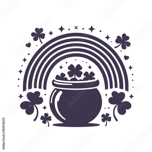 St. Patrick's Day Shamrock Pot of Gold Vector Silhouette Design