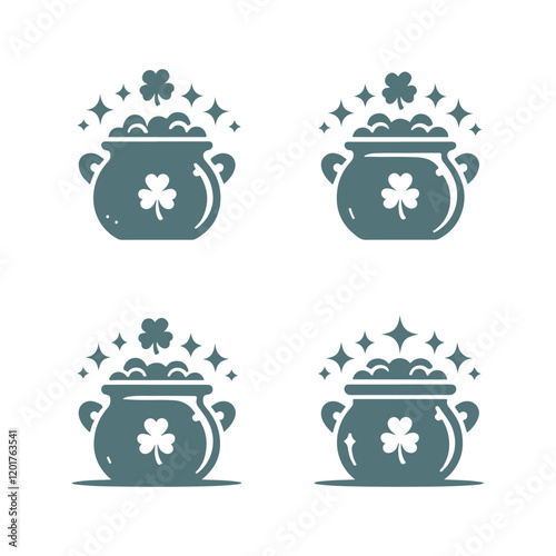 Pot of Gold & Shamrocks: Vector Silhouette Collection