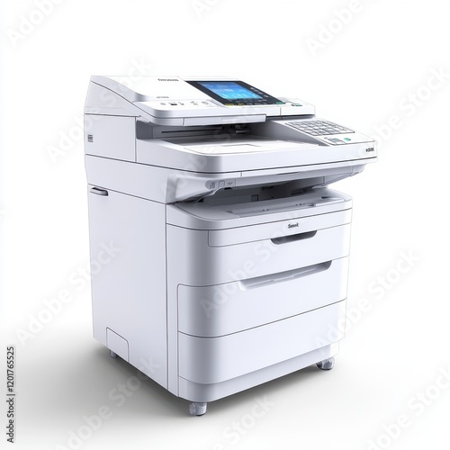 Modern multifunction printer on a white background for office equipment, printing, scanning, and copying needs