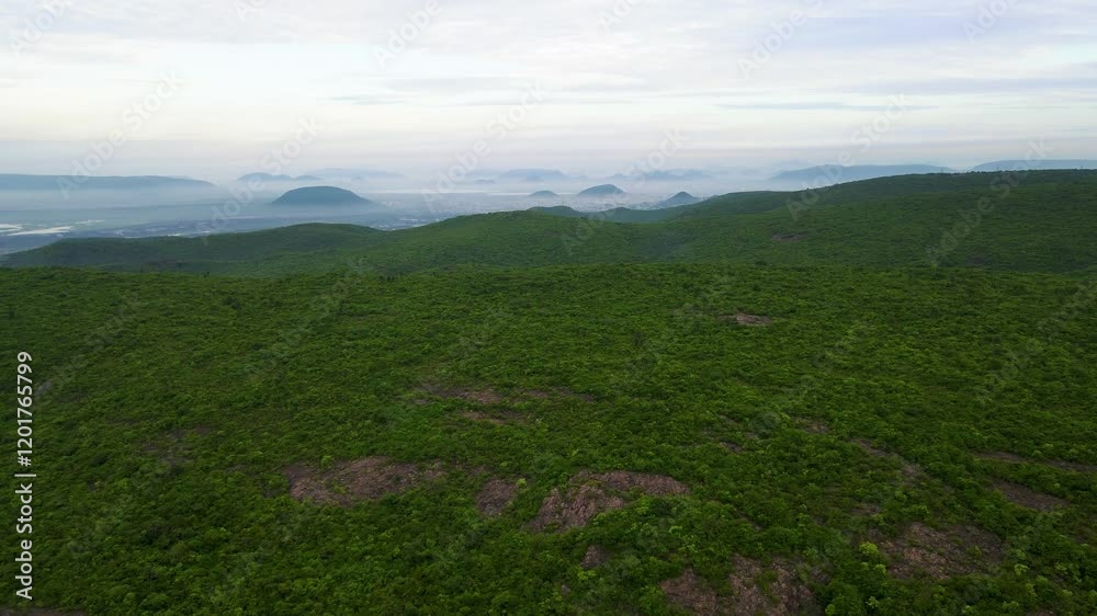Aerial drone shot of Vizag’s lush mountain forest, offering a stunning view of the ocean below and the greenery above. Aerial drone shot of Vizag’s lush mountain forest, offering a stunning view of the ocean below and the greenery above.