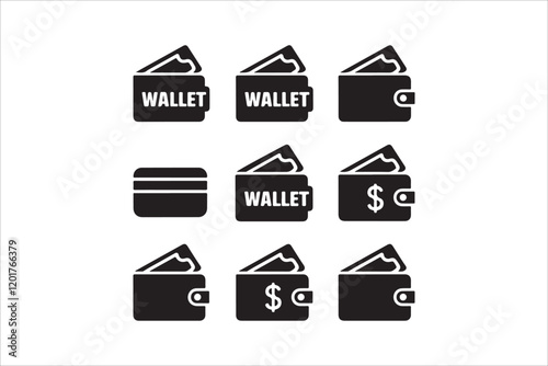 Wallet Icons Set on White Background. Wallet black icon vector illustration. Credit card icon vector illustration