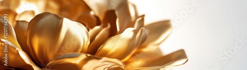 A stunning golden flower with delicate petals reflecting soft light in a serene backdrop. photo