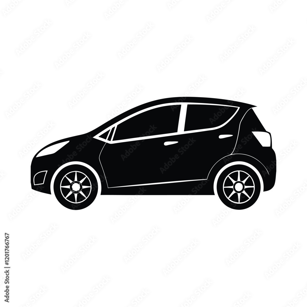 Fototapeta premium Sleek Electric Car. Side Profile Silhouette EV eco