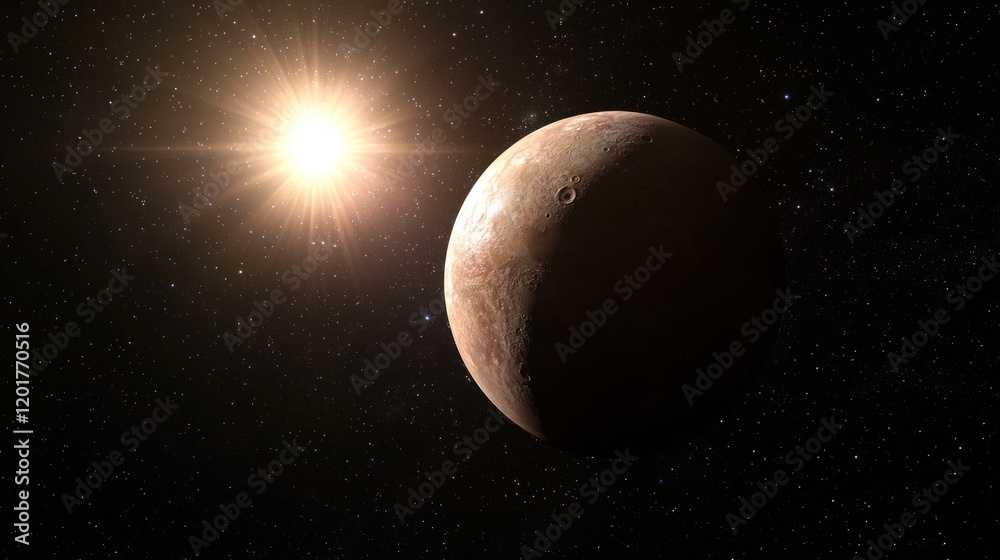 Illuminated Celestial Body in Expansive Space Illuminated Celestial Body in Expansive Space