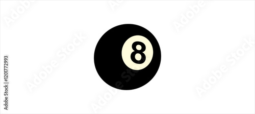 Billiard Black ball  Number Eight, . Vector Illustration.