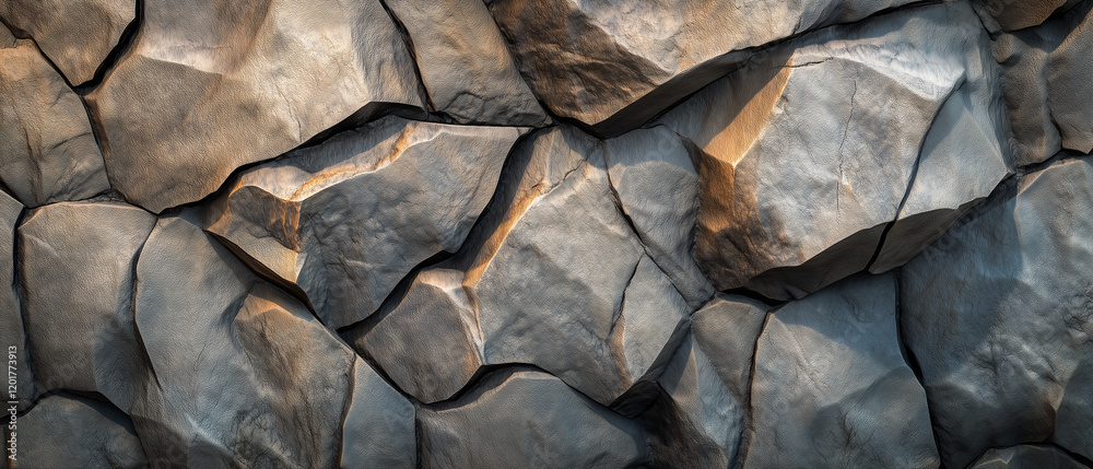 Close-up shot of a textured rock wall, displaying a mixture of large and small irregularly shaped rocks with rough, sculpted surfaces Close-up shot of a textured rock wall, displaying a mixture of large and small irregularly shaped rocks with rough, sculpted surfaces