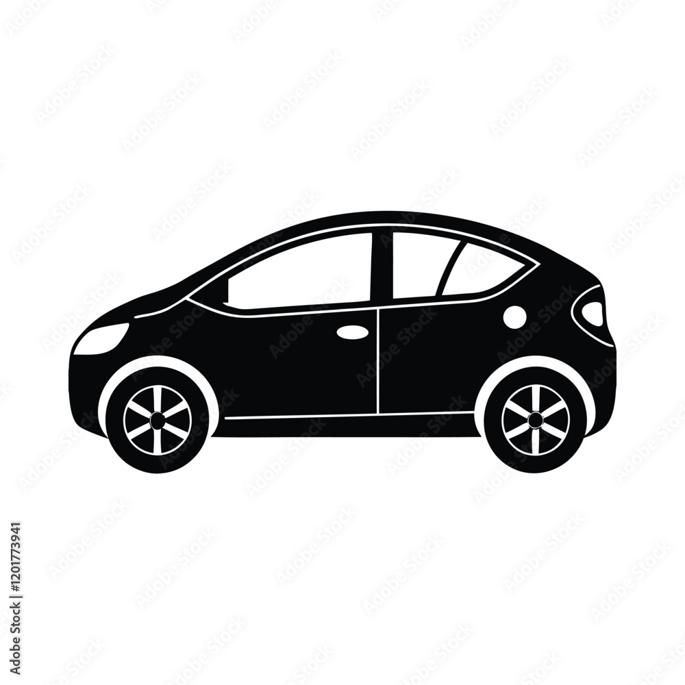 Autonomous Electric Vehicle. Flat Silhouette AI ev Autonomous Electric Vehicle. Flat Silhouette AI ev