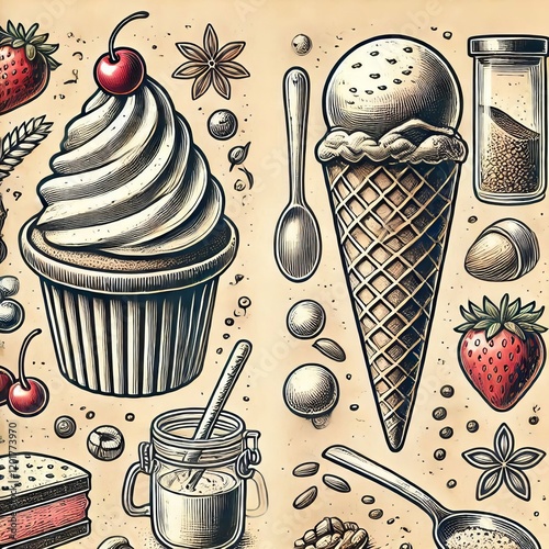 Ice Cream Cone A D illustration of an ice cream cone great for f