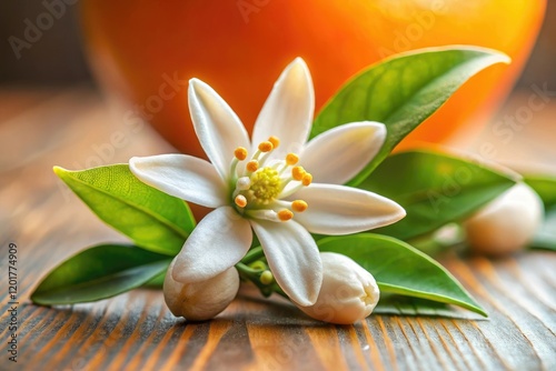 Close-up of an orange blossom with delicate petals and a sweet fragrance, fragrance, flower, fragrant