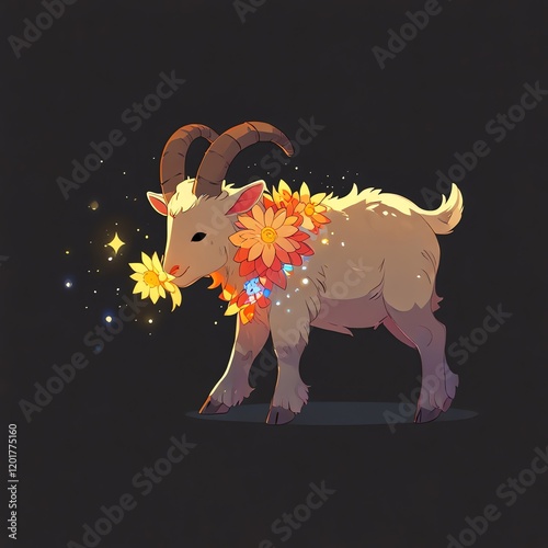 Magical Goat with Flower Garland photo