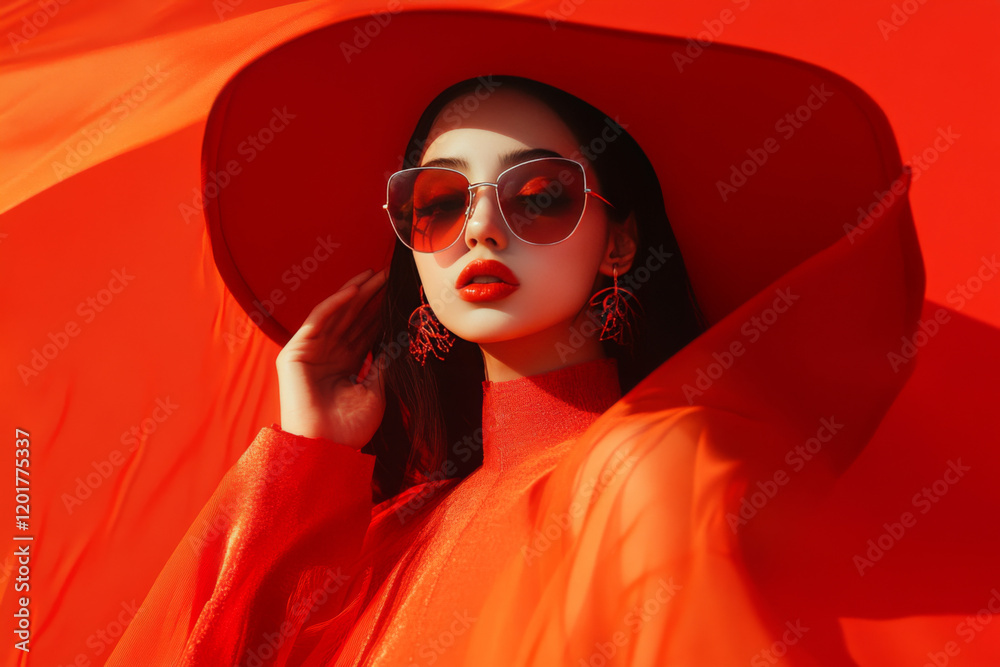 Contemporary Fashion Showcase Featuring Vibrant Red Designs in a Bold and Striking Setting Contemporary Fashion Showcase Featuring Vibrant Red Designs in a Bold and Striking Setting