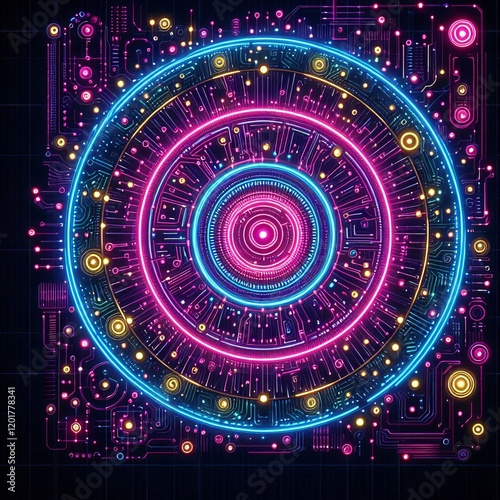 Neon Lights A textured illustration of neon lights perfect for f