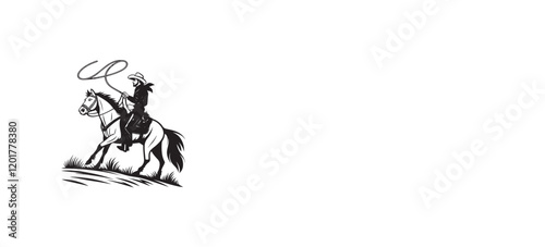 Western Cowboy and Horse Riding , vector art illustration