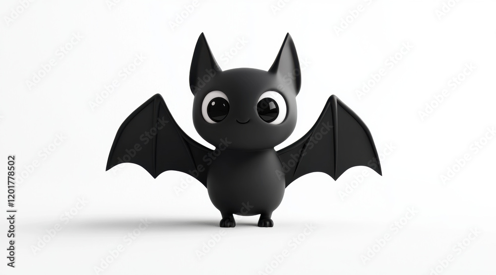 Obraz premium Cute black bat character with big eyes and cartoonish features, perfect for Halloween or children themes